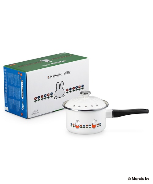 ル・クルーゼ　ミッフィー ソースパン 16cm (フラワーツマミ） ガス　IH ミッフィー EOS ソースパン 16cm ホワイト (フラワーツマミ)