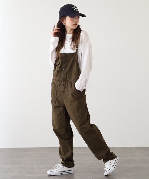 【セール】atONE ストレッチツイルサロペットパンツ（サロペット/オーバーオール）｜atONE（アットワン） 6,325円