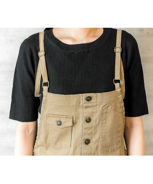 atONE(アットワン)の「atONE ストレッチツイルサロペットパンツ(サロペット/オーバーオール・レディース・カーキ/ナチュラル/ベージュ/ブラック・3L/4L/LL/L/M)」の18枚目の写真