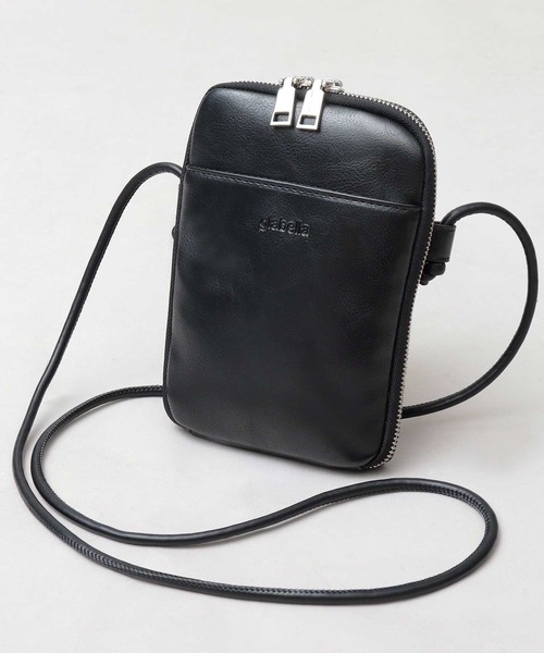 glabella（グラベラ）の「スプリットレザー（牛床革） マルチ スマホ ショルダーバッグ（ショルダーバッグ・メンズ・ブラック・FREE）」の2枚目の写真
