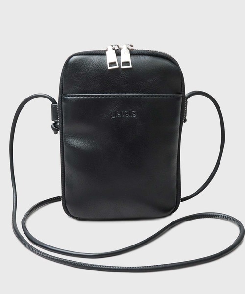 glabella（グラベラ）の「スプリットレザー（牛床革） マルチ スマホ ショルダーバッグ（ショルダーバッグ・メンズ・ブラック・FREE）」の3枚目の写真