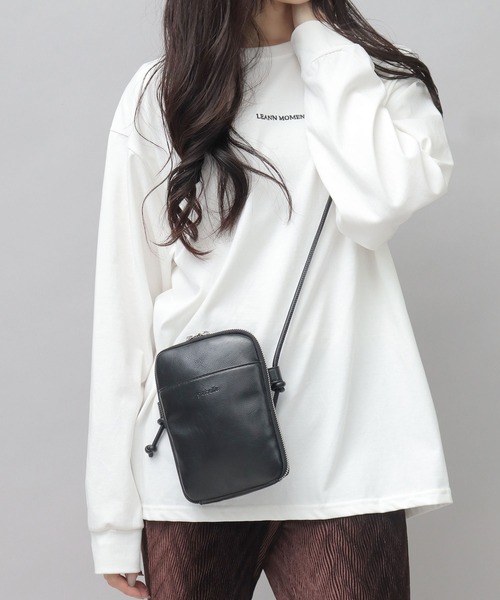 glabella（グラベラ）の「スプリットレザー（牛床革） マルチ スマホ ショルダーバッグ（ショルダーバッグ・メンズ・ブラック・FREE）」の22枚目の写真