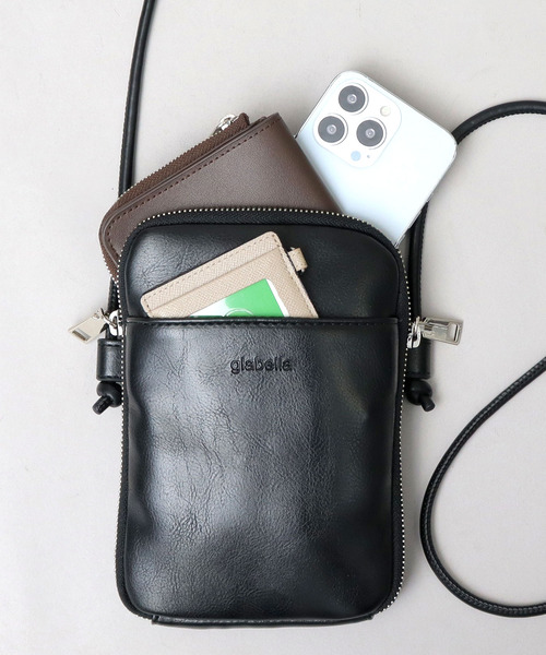 glabella（グラベラ）の「スプリットレザー（牛床革） マルチ スマホ ショルダーバッグ（ショルダーバッグ・メンズ・ブラック・FREE）」の15枚目の写真