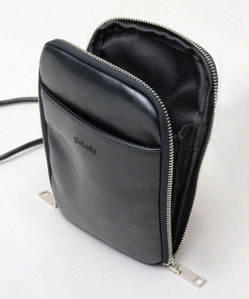 glabella（グラベラ）の「スプリットレザー（牛床革） マルチ スマホ ショルダーバッグ（ショルダーバッグ・メンズ・ブラック・FREE）」の14枚目の写真
