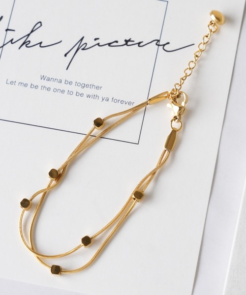 IAMUSE（アイアミューズ）の「金属アレルギー対応　スクエアビーズブレスレット S1012【IAMUSE】（ブレスレット・レディース・ゴールド・FREE）」の2枚目の写真