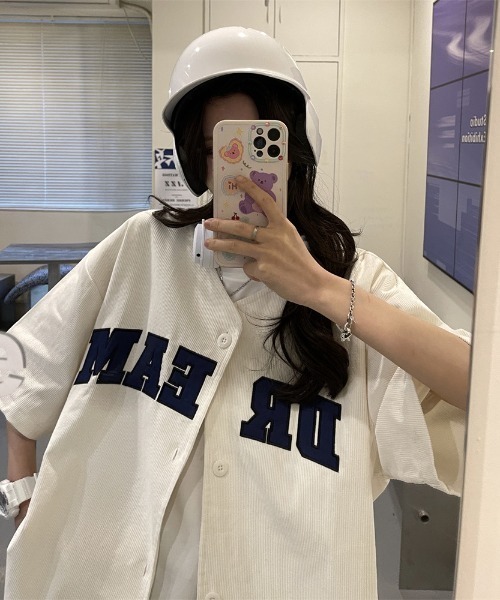 MGV（エムジーヴィー）の「センターロゴユニフォームライクシャツ（シャツ/ブラウス・レディース・ホワイト/ブラック・MEDIUM/LARGE/X-LARGE）」の9枚目の写真