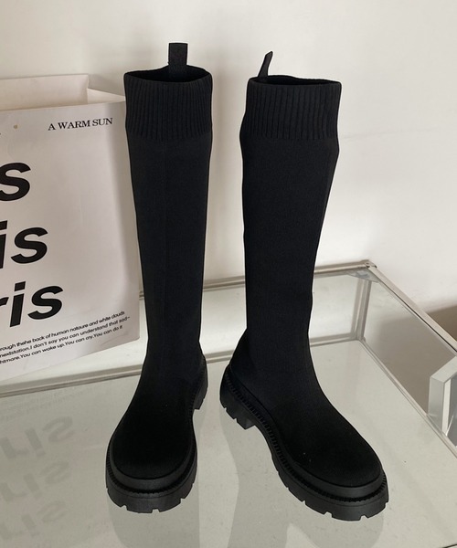 Shoes in Closet(シューズインクローゼット)の「ダブルソール ロング ニット / ソックス ブーツ 1935(ブーツ・レディース・ブラック・S/LL/M/L)」の11枚目の写真