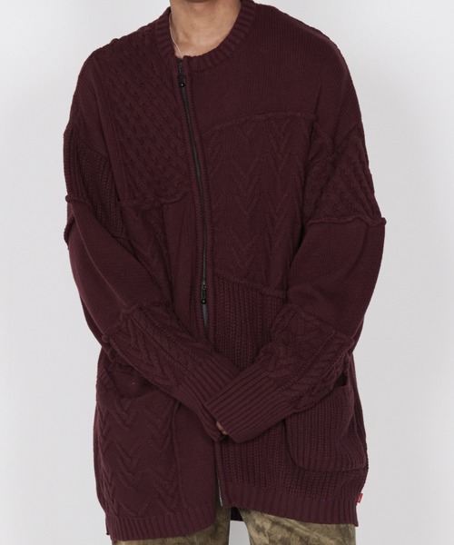 VIRGOwearworks（ヴァルゴウェアワークス）の「TITANS ZIP CARDIGAN（ニット/セーター・メンズ・バーガンディー/グレー/ブラック・MEDIUM/LARGE）」の11枚目の写真
