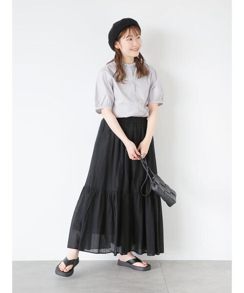 ehka sopo（エヘカソポ）の「ティアードギャザースカート（スカート・レディース・キャメル/オフホワイト/ブラック・F）」の6枚目の写真