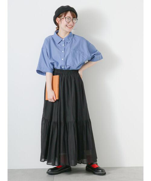 ehka sopo（エヘカソポ）の「ティアードギャザースカート（スカート・レディース・キャメル/オフホワイト/ブラック・F）」の9枚目の写真