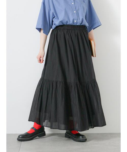 ehka sopo（エヘカソポ）の「ティアードギャザースカート（スカート・レディース・キャメル/オフホワイト/ブラック・F）」の15枚目の写真