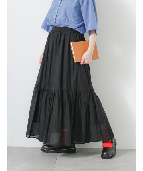 ehka sopo（エヘカソポ）の「ティアードギャザースカート（スカート・レディース・キャメル/オフホワイト/ブラック・F）」の16枚目の写真