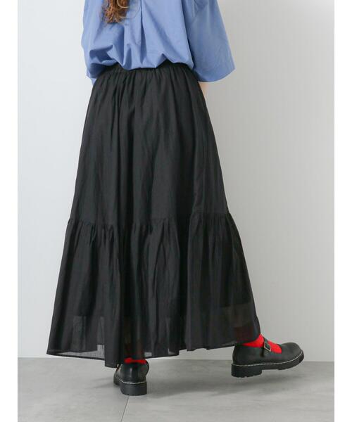 ehka sopo（エヘカソポ）の「ティアードギャザースカート（スカート・レディース・キャメル/オフホワイト/ブラック・F）」の17枚目の写真