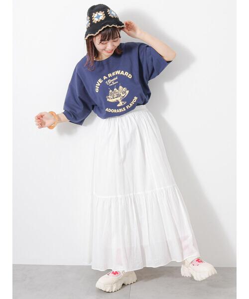 ehka sopo（エヘカソポ）の「ティアードギャザースカート（スカート・レディース・キャメル/オフホワイト/ブラック・F）」の18枚目の写真