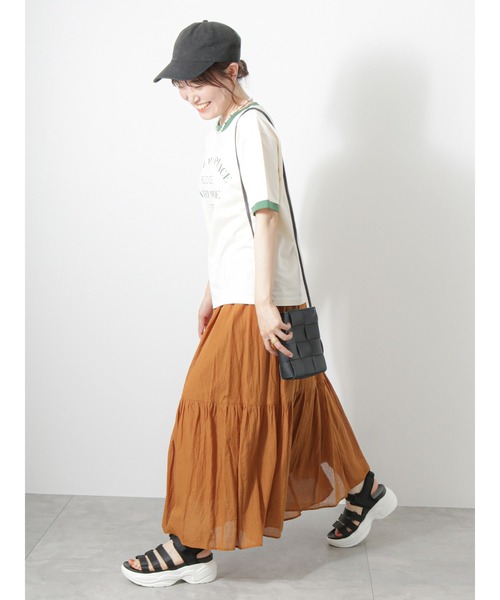 ehka sopo（エヘカソポ）の「ティアードギャザースカート（スカート・レディース・キャメル/オフホワイト/ブラック・F）」の3枚目の写真