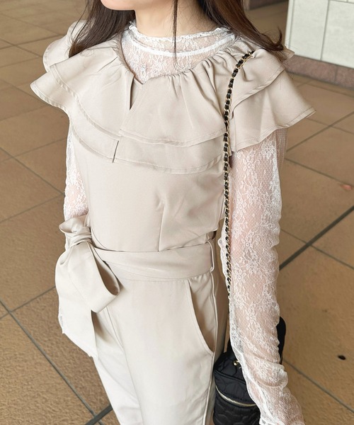 apres jour（アプレジュール）の「アソートフリルサロペット【ZOZOTOWN限定アイテム】（サロペット/オーバーオール・レディース・ブラック/ネイビー/ベージュ・SMALL/X-LARGE/MEDIUM）」の12枚目の写真