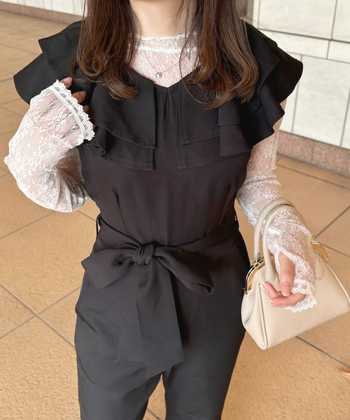 apres jour（アプレジュール）の「アソートフリルサロペット【ZOZOTOWN限定アイテム】（サロペット/オーバーオール・レディース・ブラック/ネイビー/ベージュ・SMALL/X-LARGE/MEDIUM）」の5枚目の写真