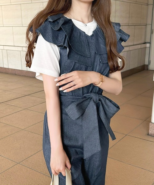 apres jour（アプレジュール）の「アソートフリルサロペット【ZOZOTOWN限定アイテム】（サロペット/オーバーオール・レディース・ブラック/ネイビー/ベージュ・SMALL/X-LARGE/MEDIUM）」の21枚目の写真