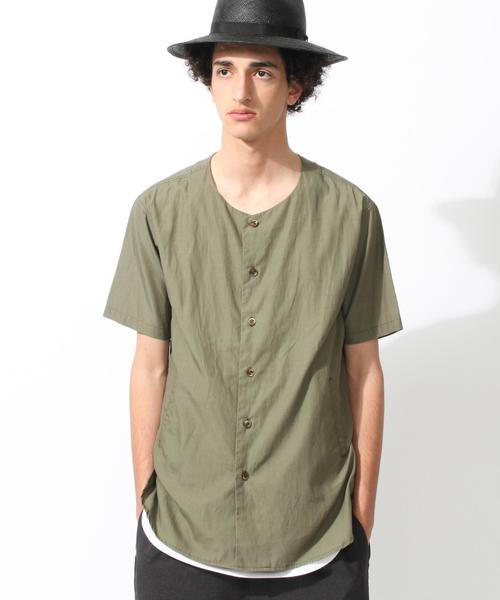 MONKEY TIME（モンキータイム）の「＜monkey time＞ リヨセル/コットン ノーカラーシャツ◆（シャツ/ブラウス・メンズ・ブラック/オリーブ・X-LARGE/MEDIUM/SMALL/LARGE）」の19枚目の写真