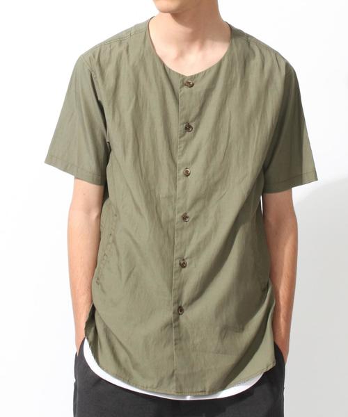 MONKEY TIME（モンキータイム）の「＜monkey time＞ リヨセル/コットン ノーカラーシャツ◆（シャツ/ブラウス・メンズ・ブラック/オリーブ・X-LARGE/MEDIUM/SMALL/LARGE）」の6枚目の写真