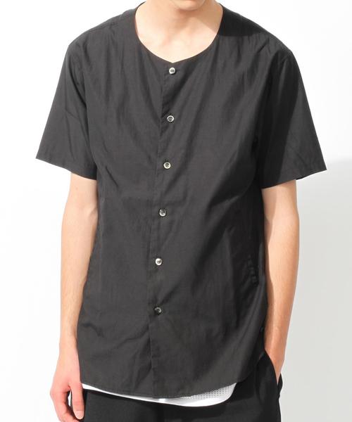 MONKEY TIME（モンキータイム）の「＜monkey time＞ リヨセル/コットン ノーカラーシャツ◆（シャツ/ブラウス・メンズ・ブラック/オリーブ・X-LARGE/MEDIUM/SMALL/LARGE）」の4枚目の写真