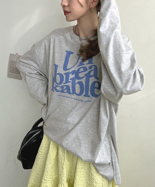Futier land（フューティアランド）の「BIGロゴロングTシャツ（Tシャツ/カットソー・レディース・ホワイト/ライトグレー/杢グレー/チャコールグレー/オートミール・FREE）」の4枚目の写真