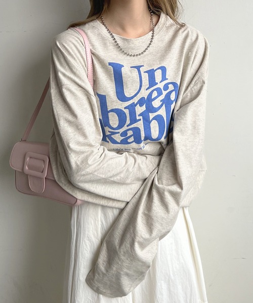 Futier land（フューティアランド）の「BIGロゴロングTシャツ（Tシャツ/カットソー・レディース・ホワイト/ライトグレー/杢グレー/チャコールグレー/オートミール・FREE）」の3枚目の写真