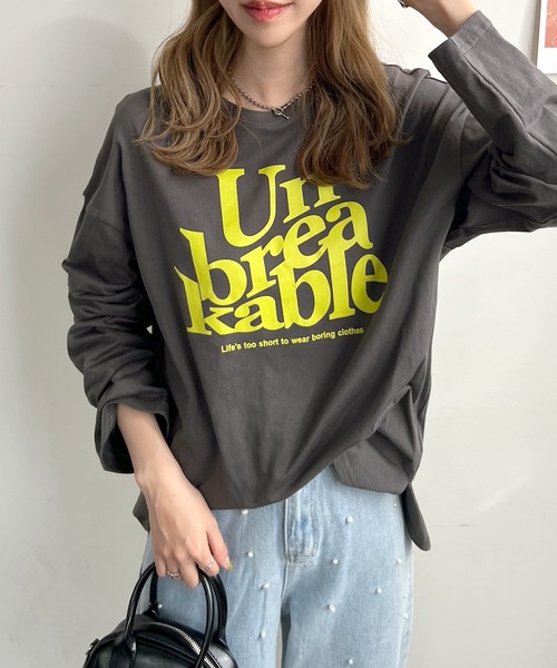 Futier land（フューティアランド）の「BIGロゴロングTシャツ（Tシャツ/カットソー・レディース・ホワイト/ライトグレー/杢グレー/チャコールグレー/オートミール・FREE）」の21枚目の写真