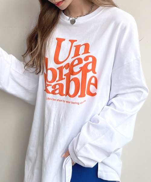Futier land（フューティアランド）の「BIGロゴロングTシャツ（Tシャツ/カットソー・レディース・ホワイト/ライトグレー/杢グレー/チャコールグレー/オートミール・FREE）」の7枚目の写真