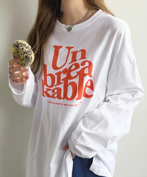 Futier land（フューティアランド）の「BIGロゴロングTシャツ（Tシャツ/カットソー・レディース・ホワイト/ライトグレー/杢グレー/チャコールグレー/オートミール・FREE）」の8枚目の写真
