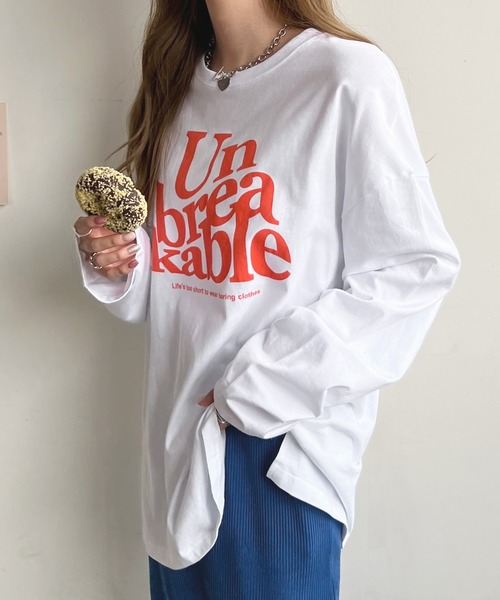 Futier land（フューティアランド）の「BIGロゴロングTシャツ（Tシャツ/カットソー・レディース・ホワイト/ライトグレー/杢グレー/チャコールグレー/オートミール・FREE）」の9枚目の写真