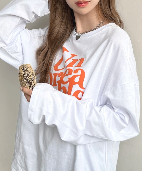 Futier land（フューティアランド）の「BIGロゴロングTシャツ（Tシャツ/カットソー・レディース・ホワイト/ライトグレー/杢グレー/チャコールグレー/オートミール・FREE）」の10枚目の写真