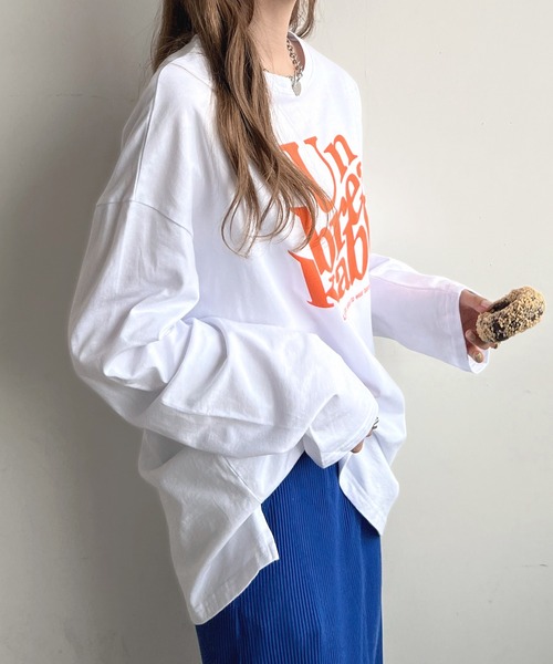 Futier land（フューティアランド）の「BIGロゴロングTシャツ（Tシャツ/カットソー・レディース・ホワイト/ライトグレー/杢グレー/チャコールグレー/オートミール・FREE）」の11枚目の写真