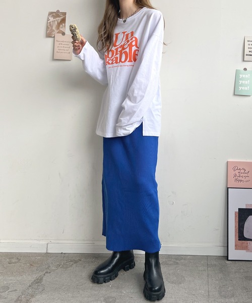 Futier land（フューティアランド）の「BIGロゴロングTシャツ（Tシャツ/カットソー・レディース・ホワイト/ライトグレー/杢グレー/チャコールグレー/オートミール・FREE）」の13枚目の写真
