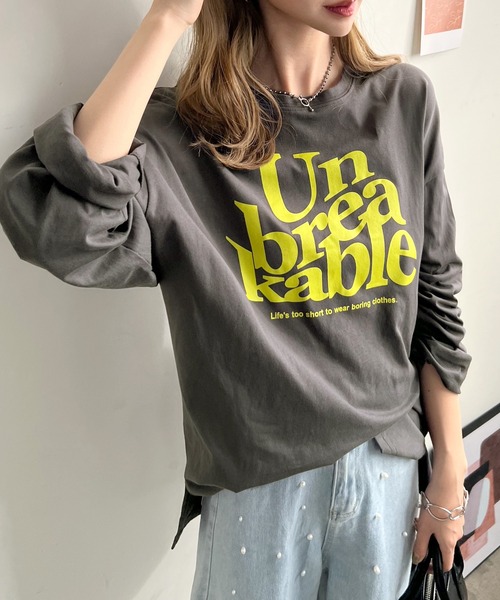 Futier land（フューティアランド）の「BIGロゴロングTシャツ（Tシャツ/カットソー・レディース・ホワイト/ライトグレー/杢グレー/チャコールグレー/オートミール・FREE）」の22枚目の写真