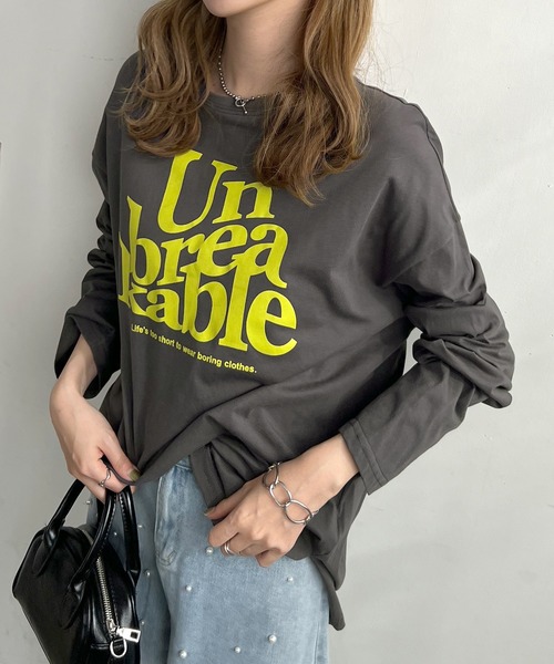 Futier land（フューティアランド）の「BIGロゴロングTシャツ（Tシャツ/カットソー・レディース・ホワイト/ライトグレー/杢グレー/チャコールグレー/オートミール・FREE）」の20枚目の写真