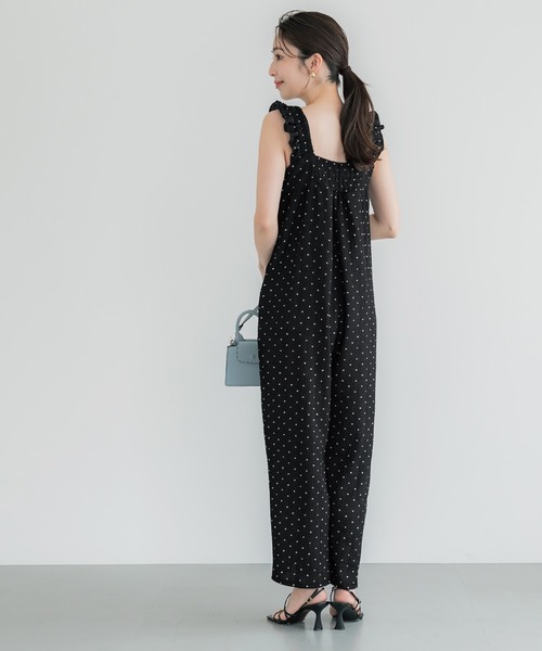 セール】シボシャーリングフリルオールインワン（つなぎ