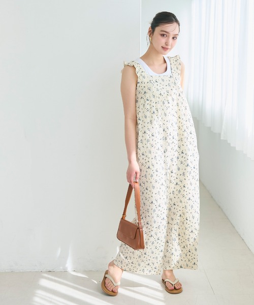 セール】シボシャーリングフリルオールインワン（つなぎ