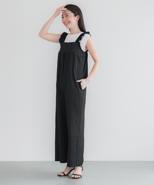 coca（coca）（コカ）の「シボシャーリングフリルオールインワン（つなぎ/オールインワン・レディース・ブラック/ドット/ライトベージュ/A・M/L）」の6枚目の写真