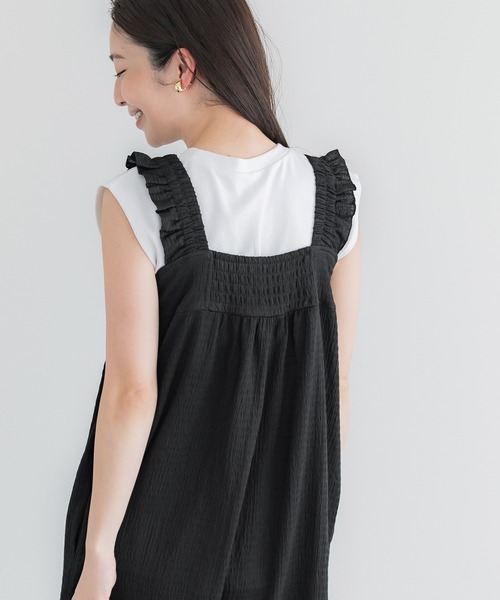 coca（coca）（コカ）の「シボシャーリングフリルオールインワン（つなぎ/オールインワン・レディース・ブラック/ドット/ライトベージュ/A・M/L）」の8枚目の写真