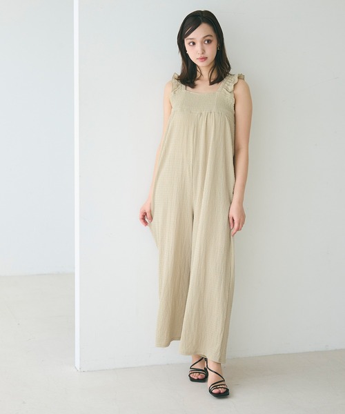 coca（coca）（コカ）の「シボシャーリングフリルオールインワン（つなぎ/オールインワン・レディース・ブラック/ドット/ライトベージュ/A・M/L）」の9枚目の写真