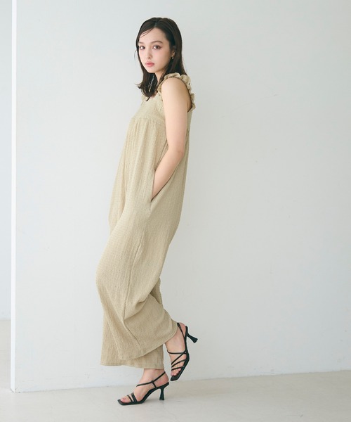 coca（coca）（コカ）の「シボシャーリングフリルオールインワン（つなぎ/オールインワン・レディース・ブラック/ドット/ライトベージュ/A・M/L）」の10枚目の写真