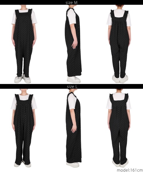 coca（coca）（コカ）の「シボシャーリングフリルオールインワン（つなぎ/オールインワン・レディース・ブラック/ドット/ライトベージュ/A・M/L）」の13枚目の写真