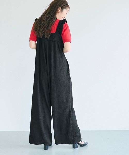 coca(coca)(コカ)の「\再入荷/シボシャーリングフリルオールインワン(つなぎ/オールインワン・レディース・ブラック/ドット/ライトベージュ/A/B・M/L/S)」の9枚目の写真