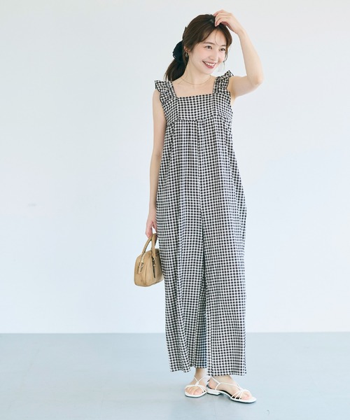 coca(coca)(コカ)の「\再入荷/シボシャーリングフリルオールインワン(つなぎ/オールインワン・レディース・ブラック/ドット/ライトベージュ/A/B・M/L/S)」の12枚目の写真