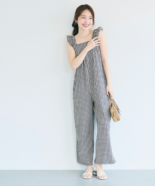 coca(coca)(コカ)の「\再入荷/シボシャーリングフリルオールインワン(つなぎ/オールインワン・レディース・ブラック/ドット/ライトベージュ/A/B・M/L/S)」の14枚目の写真