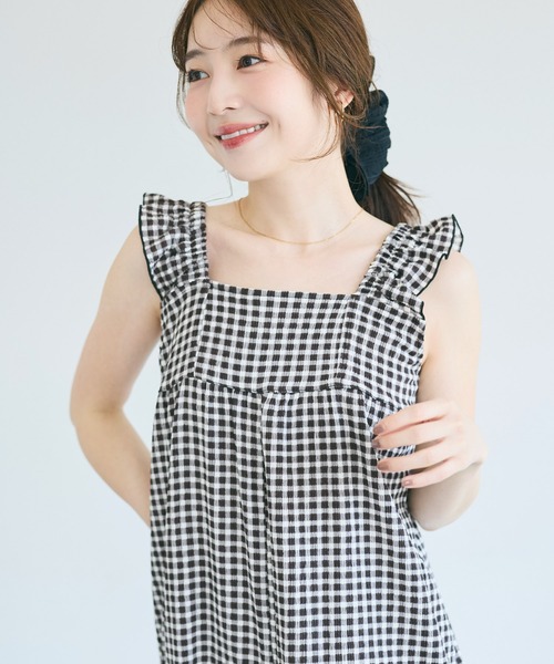 coca(coca)(コカ)の「\再入荷/シボシャーリングフリルオールインワン(つなぎ/オールインワン・レディース・ブラック/ドット/ライトベージュ/A/B・M/L/S)」の15枚目の写真