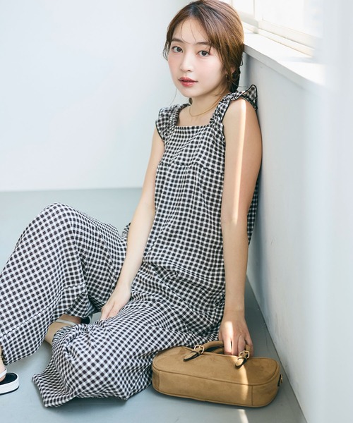 coca(coca)(コカ)の「\再入荷/シボシャーリングフリルオールインワン(つなぎ/オールインワン・レディース・ブラック/ドット/ライトベージュ/A/B・M/L/S)」の17枚目の写真