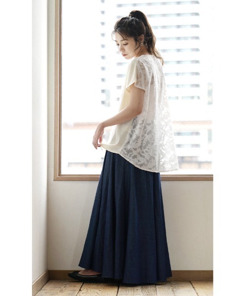 e-zakkamania stores(イーザッカマニアストアーズ)の「シアージャガード切り替え ポケット付きカットソー(Tシャツ/カットソー・レディース・ブラック/アイボリー・フリー)」の3枚目の写真