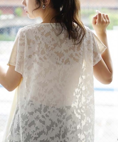 e-zakkamania stores(イーザッカマニアストアーズ)の「シアージャガード切り替え ポケット付きカットソー(Tシャツ/カットソー・レディース・ブラック/アイボリー・フリー)」の5枚目の写真